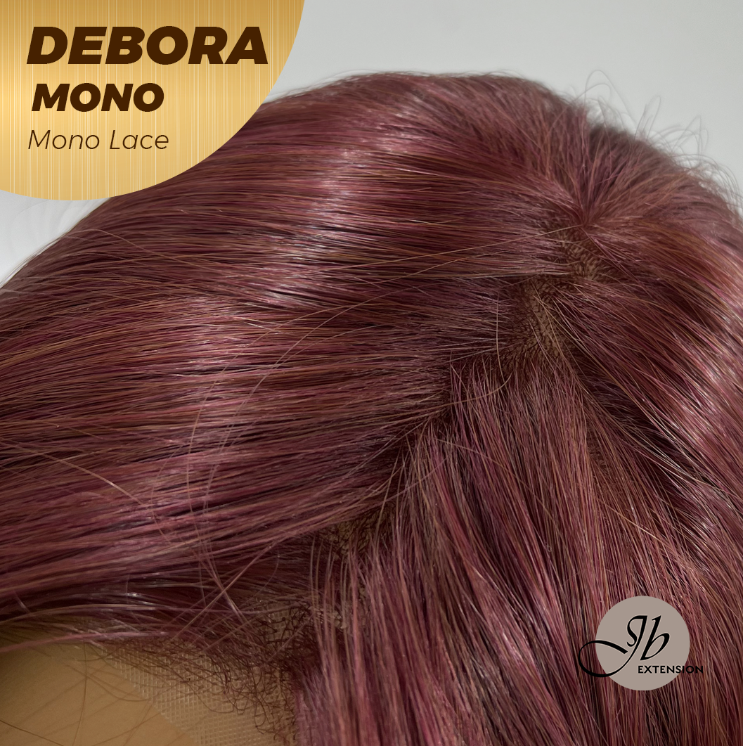 HOT OF SEASON - DEBORA MONO Monofilament Handmade Wig 6X5 Full Monofilament Hand Tied Top Wig 20 Inches Dark Red Mono Lace Wig With Anti-slip Silicone Strips Glueless Wig DEBORA MONO【BENDY EAR TABS】