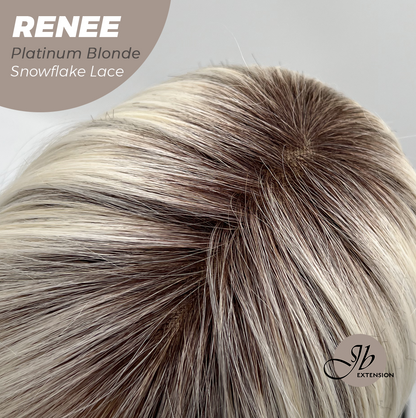 [FINAL SALE] JBEXTENSION 21 Inches Platinum Blonde Pre-Cut Arc Snowflake Lace Frontlace Glueless Wig RENEE PLATINUM BLONDE【BENDY EAR TABS】