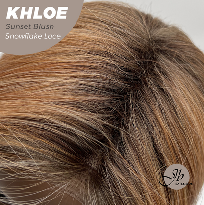 JBEXTENSION 12 Inches Bob Cut Sunset Blush Pre-Cut Snowflake Lace Frontlace Glueless Wig KHLOE SUNSET BLUSH【PERMATEASE】【BENDY EAR TABS】- S/M