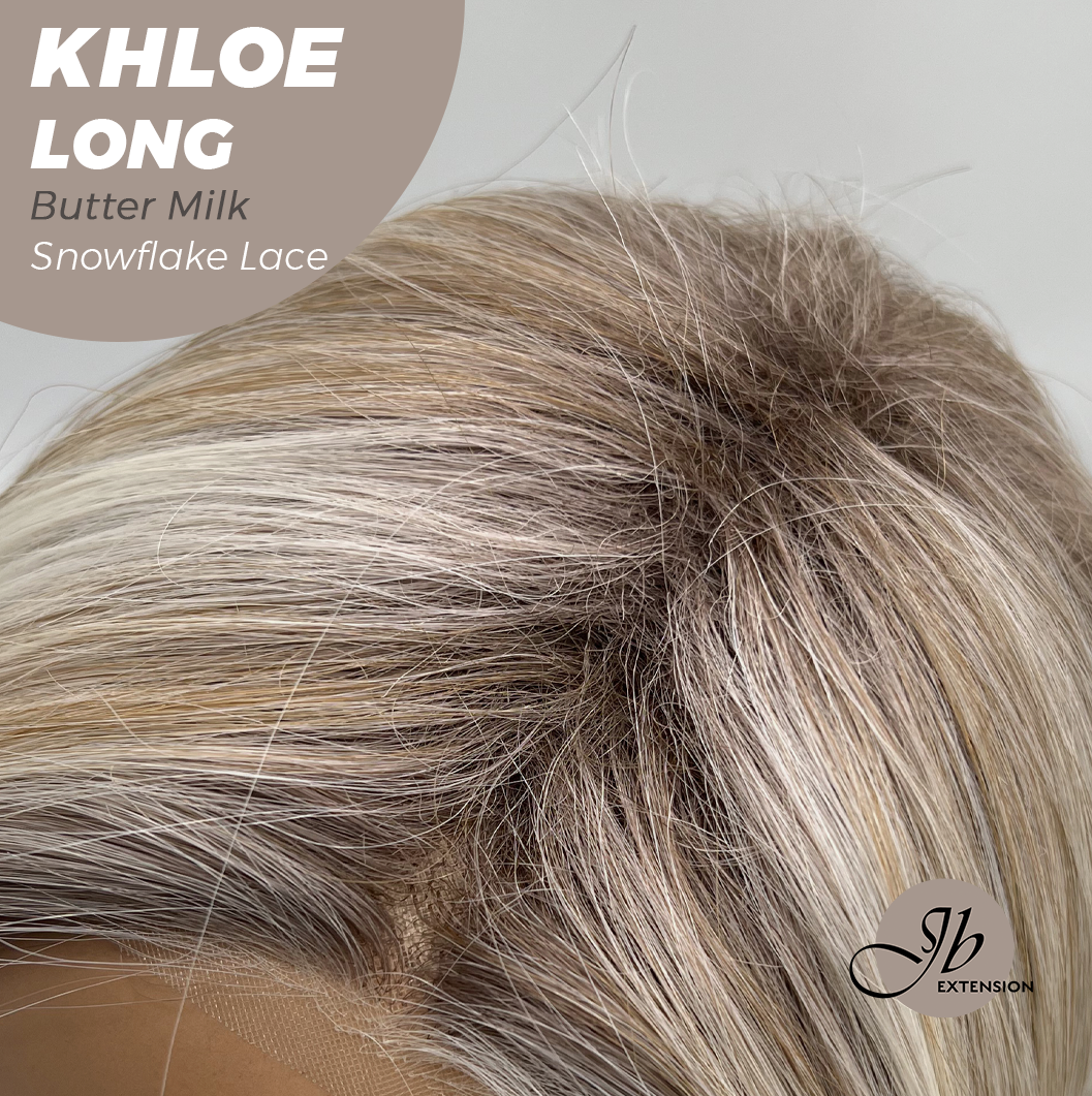 JBEXTENSION 18 Inches Butter Milk Pre-Cut Snowflake Lace Frontlace Glueless Wig KHLOE LONG BUTTER MILK【PERMATEASE】【BENDY EAR TABS】- S/M