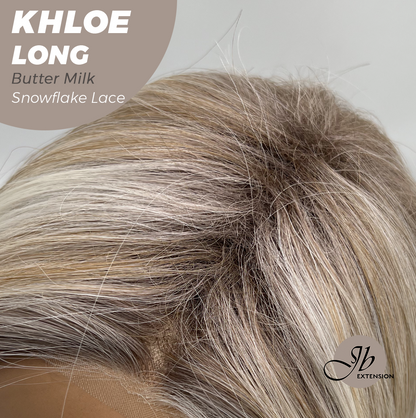 JBEXTENSION 18 Inches Butter Milk Pre-Cut Snowflake Lace Frontlace Glueless Wig KHLOE LONG BUTTER MILK【PERMATEASE】【BENDY EAR TABS】- S/M