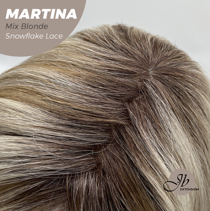 JBEXTENSION 17 Inches Wave Mix Blonde Pre-Cut Side Part Snowflake Lace Frontlace Glueless Wig MARTINA MIX BLONDE【BENDY EAR TABS】