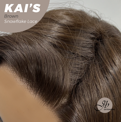 JBEXTENSION 18 Inches Brown Pre-Cut Snowflake Lace Frontlace Glueless Wig KAI'S BROWN【PERMATEASE】【BENDY EAR TABS】- M/L