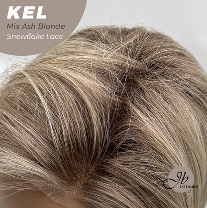 JBEXTENSION 22 Inches Mix Ash Blonde Pre-Cut Snowflake Lace Frontlace Glueless Wig KEL MIX ASH BLONDE【PERMATEASE】【BENDY EAR TABS】- S/M