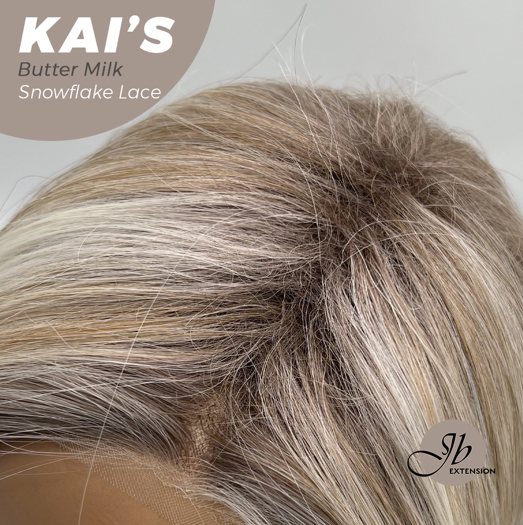 JBEXTENSION 18 Inches Butter Milk Pre-Cut Snowflake Lace Frontlace Glueless Wig KAI'S BUTTER MILK【PERMATEASE】【BENDY EAR TABS】- M/L