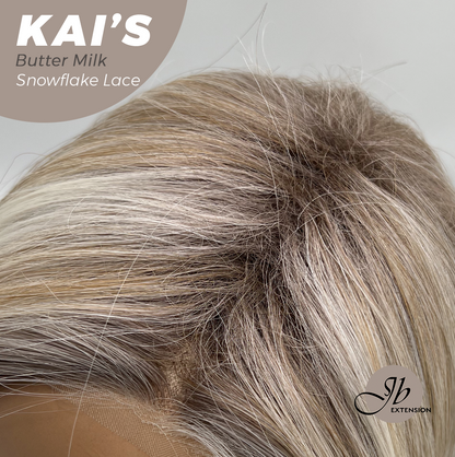 JBEXTENSION 18 Inches Butter Milk Pre-Cut Snowflake Lace Frontlace Glueless Wig KAI'S BUTTER MILK【PERMATEASE】【BENDY EAR TABS】- M/L