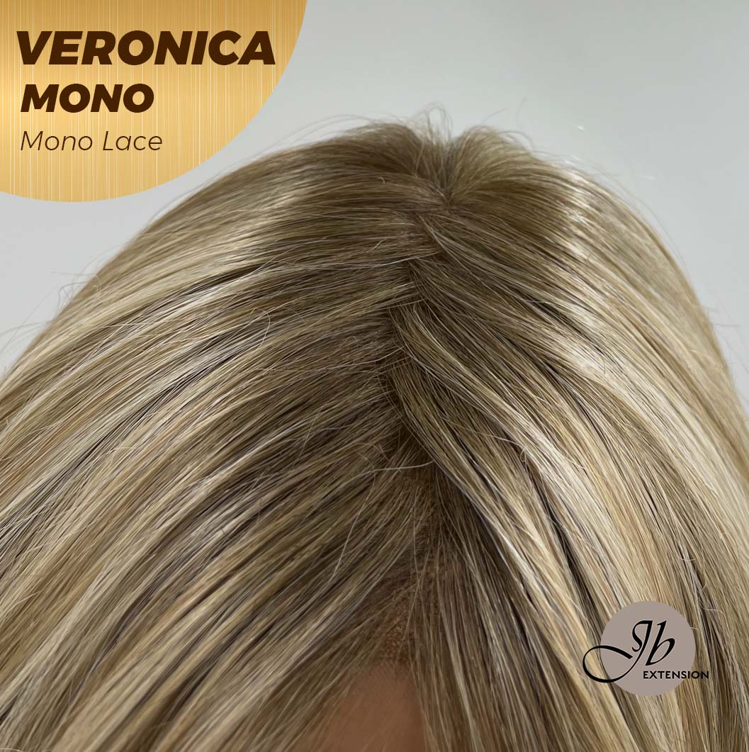 JBEXTENSION VERONICA MONO Monofilament Handmade Wig 6X5 Full Monofilament Hand Tied Top Wig 12 Inches Blonde Wave Mono Lace Wig With Anti-slip Silicone Strips Glueless Wig VERONICA MONO【BENDY EAR TABS】