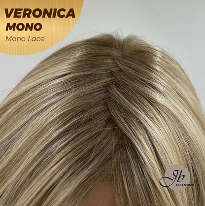 JBEXTENSION VERONICA MONO Monofilament Handmade Wig 6X5 Full Monofilament Hand Tied Top Wig 12 Inches Blonde Wave Mono Lace Wig With Anti-slip Silicone Strips Glueless Wig VERONICA MONO【BENDY EAR TABS】