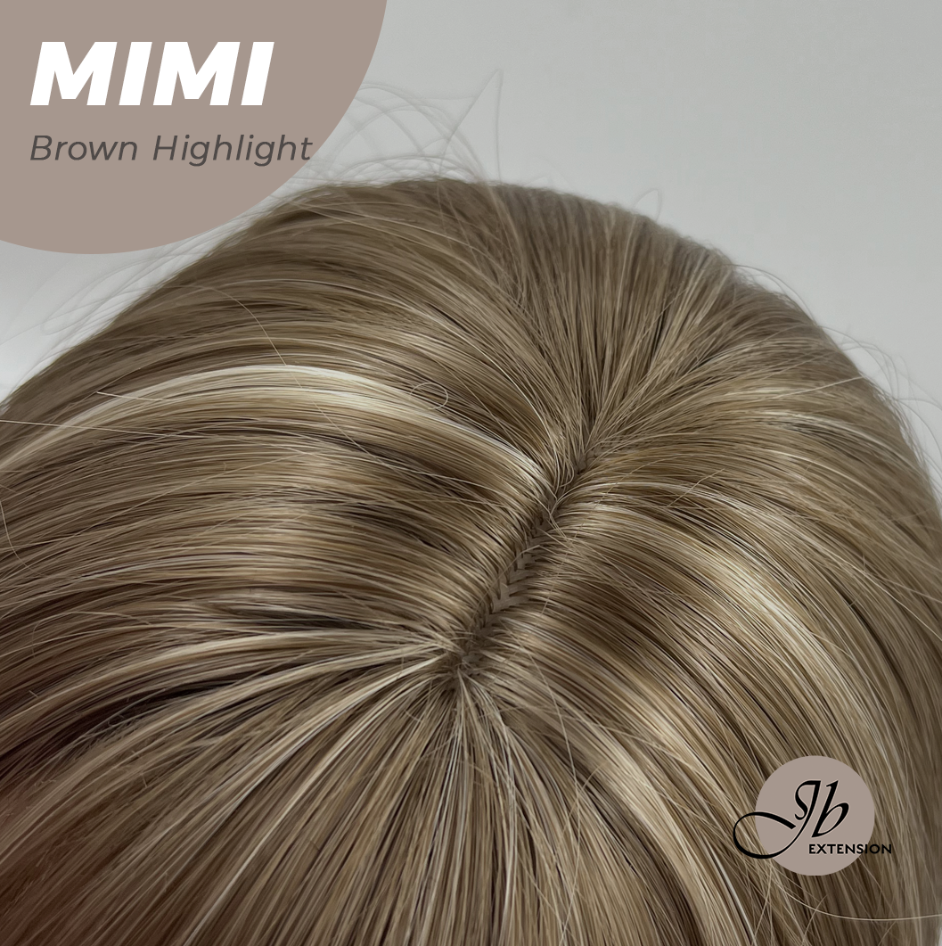 JBEXTENSION 18 Inches Brown with Highlight Body Wave With Bangs Wig MIMI BROWN HIGHLIGHT