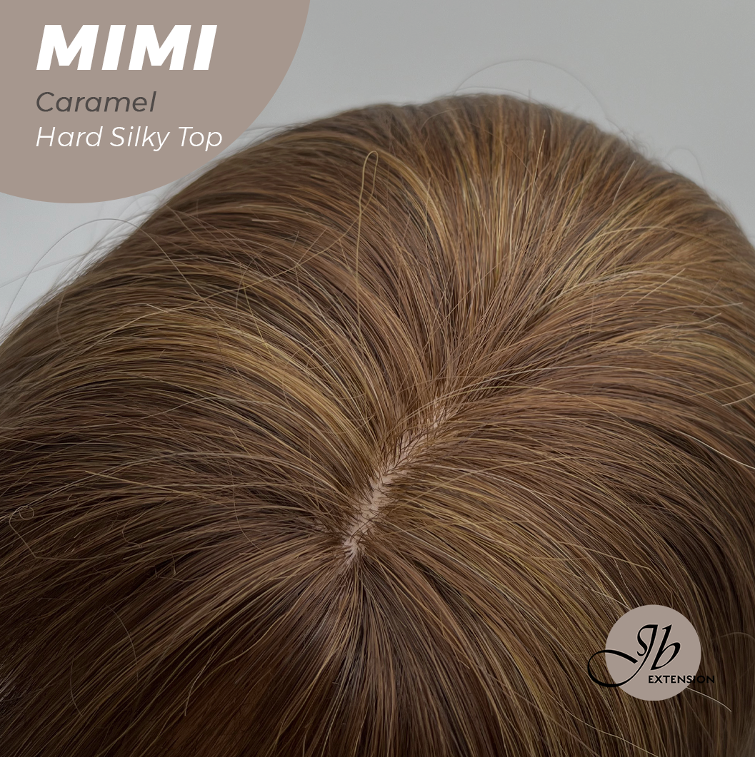 HOT OF SEASON - 16 Inches Scalpiana 3.5X4 Hard Silky Top Natural Scalp Effect Caramel Body Wave Wig with Bangs Wig MIMI SILK TOP - CARAMEL