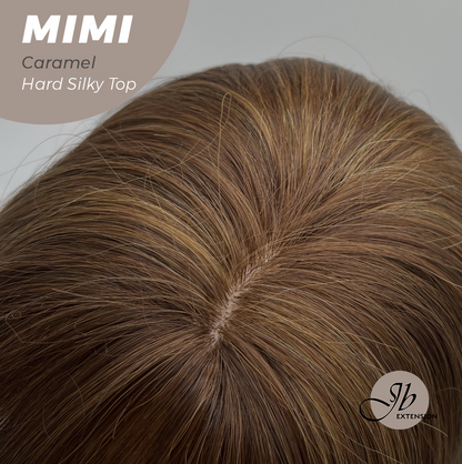 HOT OF SEASON - 16 Inches Scalpiana 3.5X4 Hard Silky Top Natural Scalp Effect Caramel Body Wave Wig with Bangs Wig MIMI SILK TOP - CARAMEL