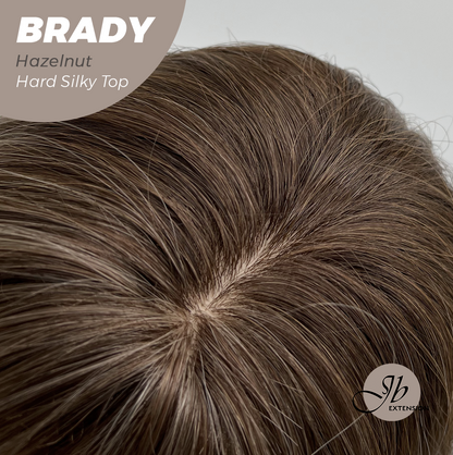 JBEXTENSION 12 Inches Scalpiana Wave Hazelnut 3.5X4 Hard Silky Top Natural Scalp Effect Wig with Bang BRADY HAZELNUT