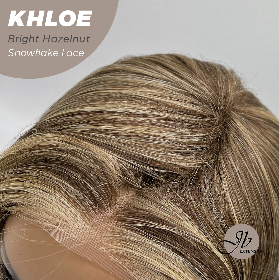 JBEXTENSION 12 Inches Bob Cut Bright Hazelnut Pre-Cut Snowflake Lace Frontlace Glueless Wig KHLOE BRIGHT HAZELNUT【PERMATEASE】【BENDY EAR TABS】- M/L