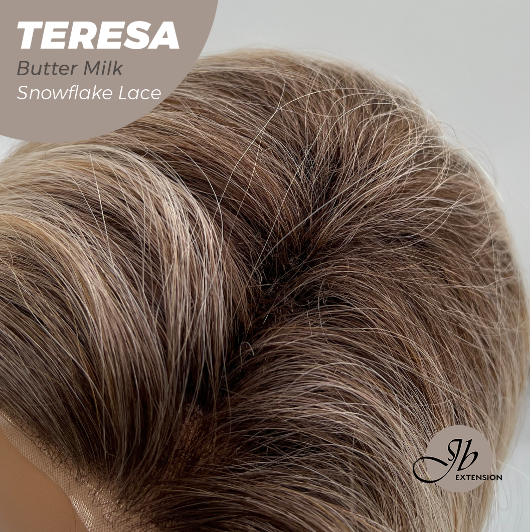 JBEXTENSION 18 Inches Butter Milk Pre-Cut Snowflake Lace Frontlace Glueless Wig TERESA BUTTER MILK【PERMATEASE】【BENDY EAR TABS】- M/L