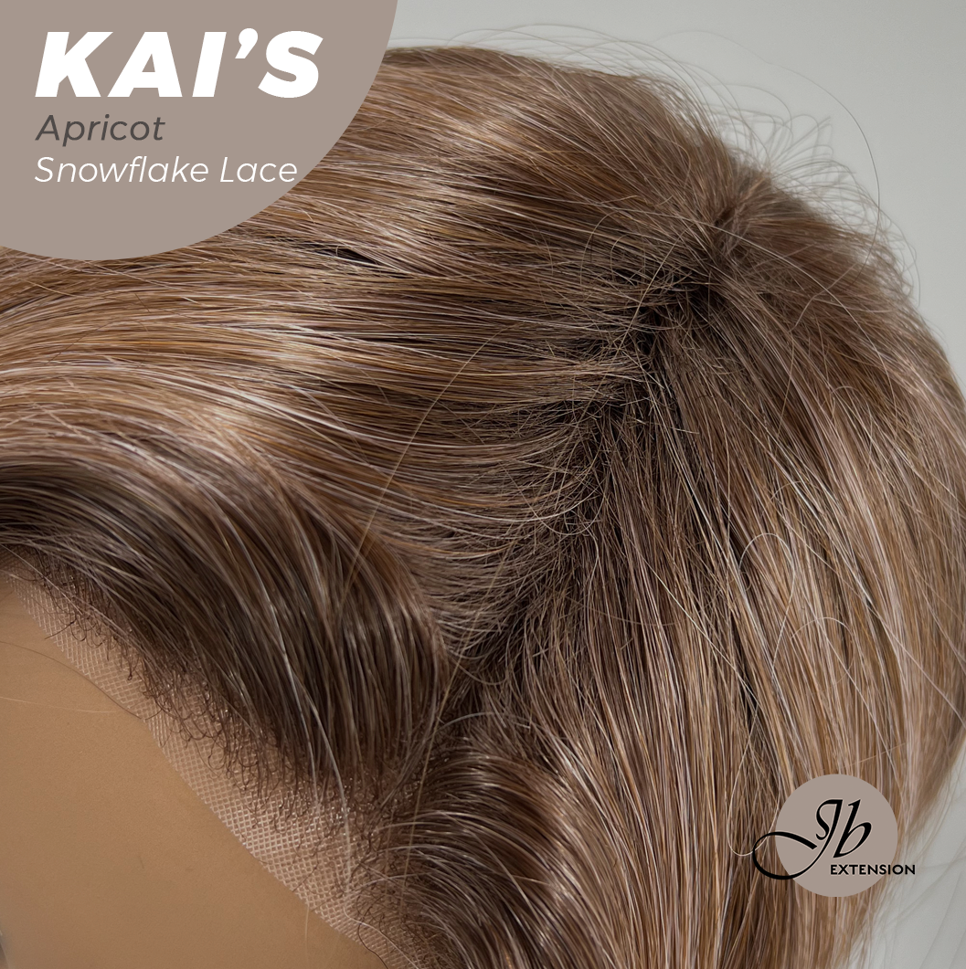 JBEXTENSION 18 Inches Apricot Pre-Cut Snowflake Lace Frontlace Glueless Wig KAI'S APRICOT【PERMATEASE】【BENDY EAR TABS】- M/L