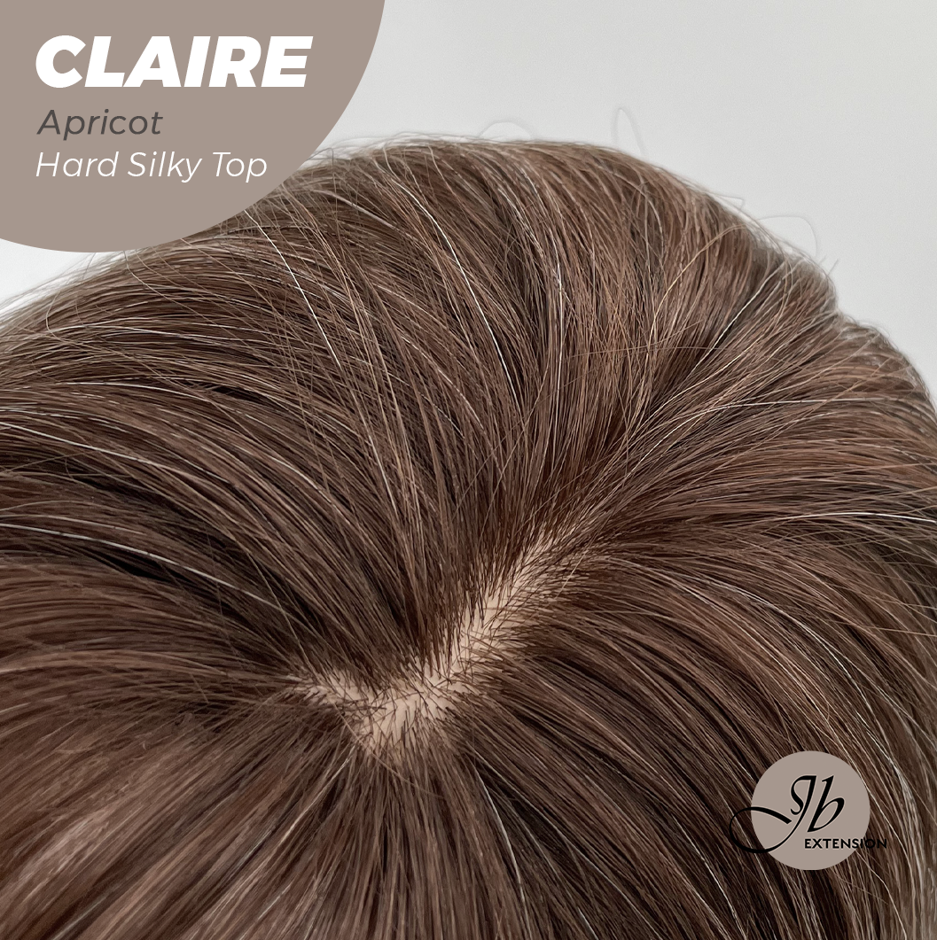 JBEXTENSION 22 Inches Scalpiana Apricot 3.5X4 Hard Silky Top Natural Scalp Effect Women Wig with Bangs CLAIRE SILKY TOP - APRICOT