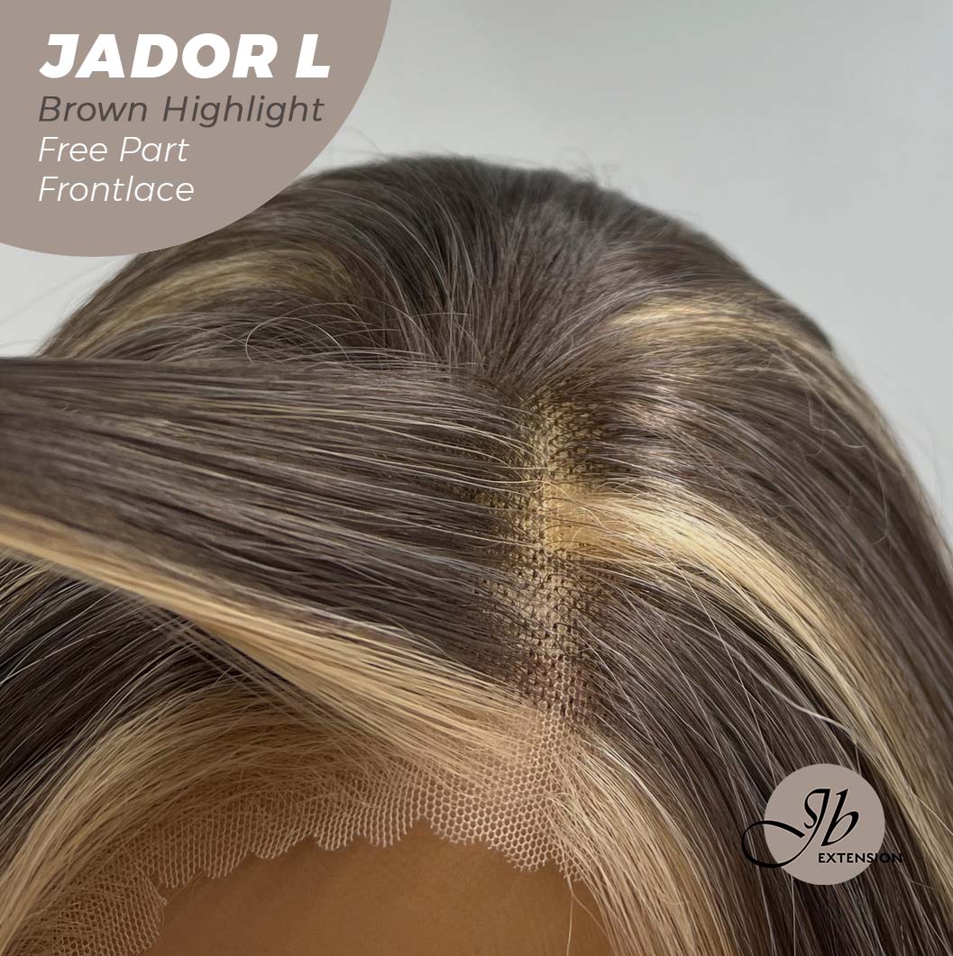 [FINAL SALE] JBEXTENSION 24 Inches Brown Highlight Curly Lace Front Wig.Pre Plucked 13*4 HD Transparent Lace Frontal Handmade Futura Fiber Swiss Lace Synthetic Fiber Pre-Cut Lace Glueless Wig JADOR L BROWN HIGHLIGHT