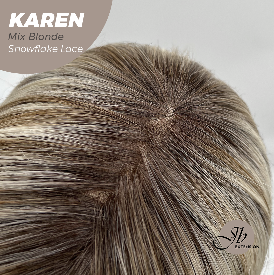 [PRE-ORDER] JBEXTENSION 18 Inches Mix Blonde Pre-Cut Arc Snowflake Lace Frontlace Glueless Wig KAREN MIX BLONDE【BENDY EAR TABS】