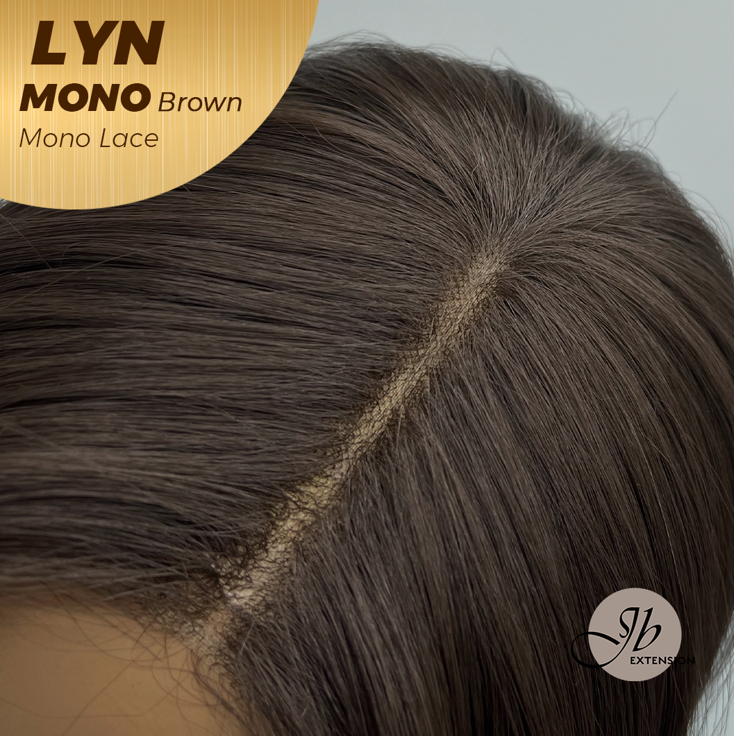 JBEXTENSION LYN MONO Partial Monofilament Wig 17 Inches Brown Partial Mono Lace Glueless Wig LYN MONO BROWN【BENDY EAR TABS】