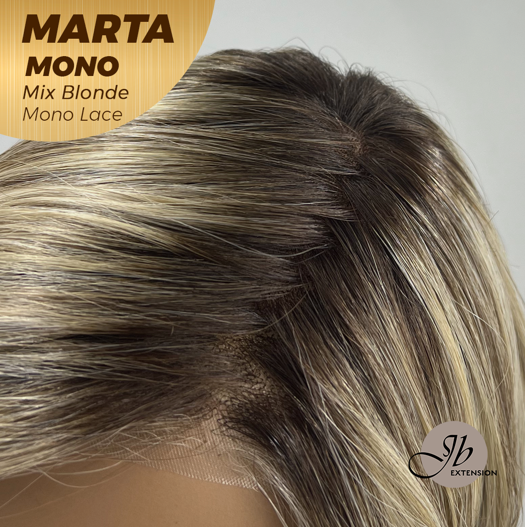 [FINAL SALE] JBEXTENSION MARTA MONO MIX BLONDE Monofilament Handmade Wig 6X5 Full Monofilament Hand Tied Top Wig 10 Inches Mix Blonde Mono Lace Handmade Futura Fiber Wig With Anti-slip Silicone Strips Glueless Wig MARTA MONO MIX BLONDE【BENDY EAR TABS】