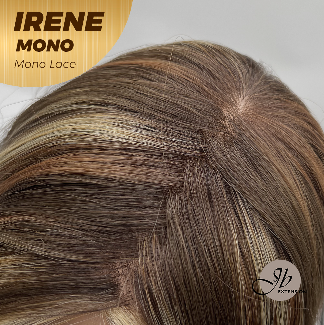 JBEXTENSION IRENE MONO Monofilament Handmade Wig 6X5 Full Monofilament Hand Tied Top Wig 19 Inches Caramel Blonde Highlight Curly Mono Lace Wig With Anti-slip Silicone Strips Glueless Wig IRENE MONO【BENDY EAR TABS】