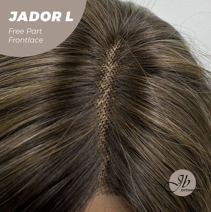 [FINAL SALE] JBEXTENSION 24 Inches Blonde Highlight Curly Lace Front Wig.Pre Plucked 13*4 HD Transparent Lace Frontal Handmade Futura Fiber Swiss Lace Synthetic Fiber Pre-Cut Lace Glueless Wig JADOR L