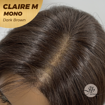 HOT OF SEASON - CLAIRE MONO DARK BROWN Partial Monofilament Wig 22 Inches Dark Brown Partial Mono Lace Glueless Wig CLAIRE MONO DARK BROWN【BENDY EAR TABS】