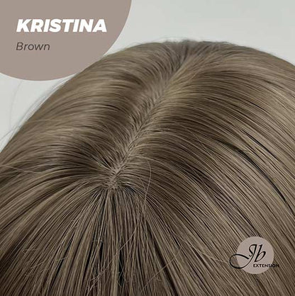 JBEXTENSION 25 Inches Brown Curly Wig With Full Bangs KRISTINA BROWN