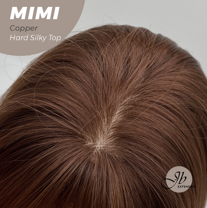 JBEXTENSION 16 Inches Scalpiana 3.5X4 Hard Silky Top Natural Scalp Effect Copper Body Wave Wig with Bangs Wig MIMI SILK TOP - COPPER