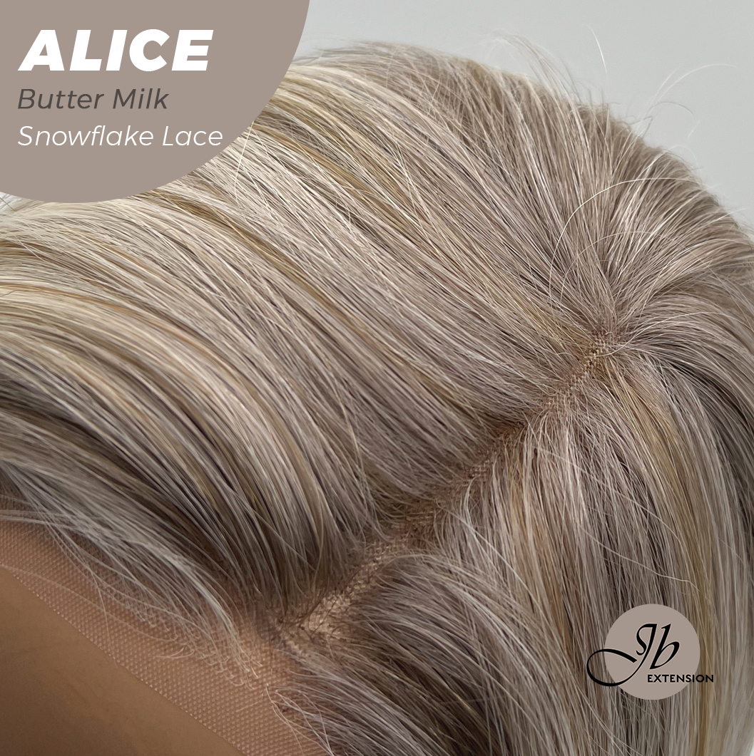 JBEXTENSION 12 Inches Butter Milk Pre-Cut Side Part Snowflake Lace Frontlace Glueless Wig ALICE BUTTER MILK【BENDY EAR TABS】- M/L