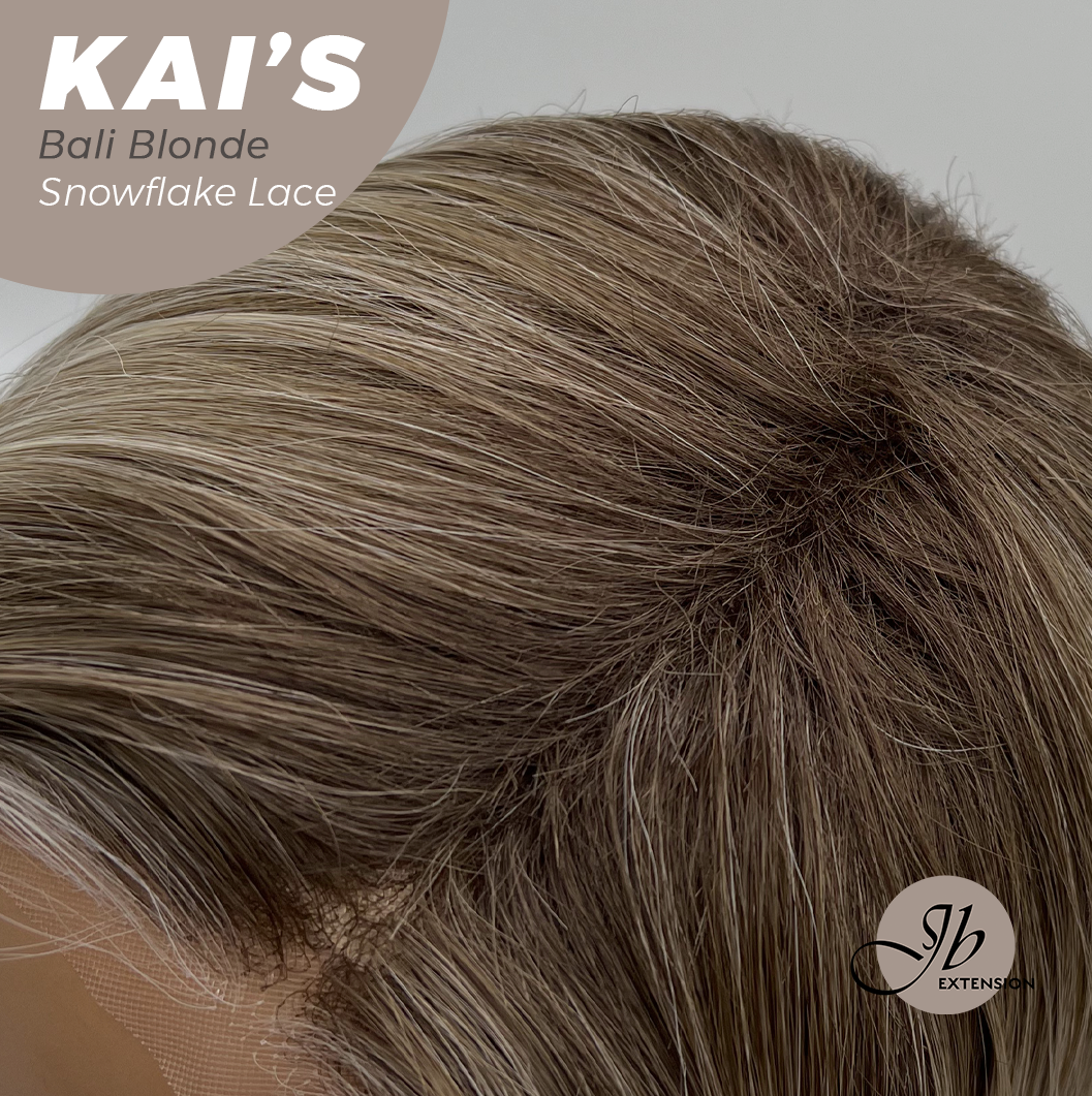 JBEXTENSION 18 Inches Bali Blonde Pre-Cut Snowflake Lace Frontlace Glueless Wig KAI'S BALI BLONDE【PERMATEASE】【BENDY EAR TABS】- M/L