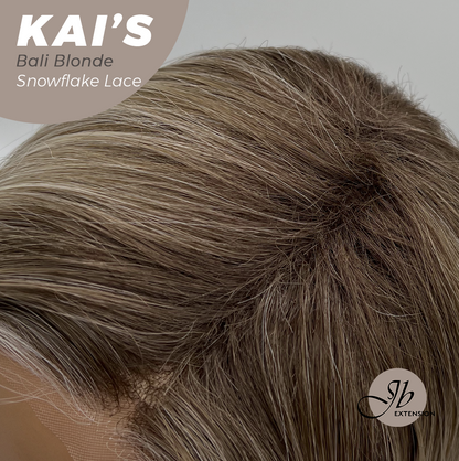 JBEXTENSION 18 Inches Bali Blonde Pre-Cut Snowflake Lace Frontlace Glueless Wig KAI'S BALI BLONDE【PERMATEASE】【BENDY EAR TABS】- M/L