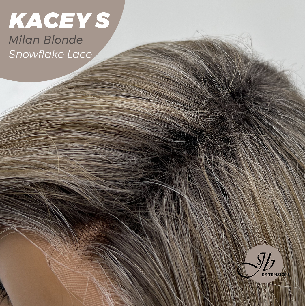 JBEXTENSION 20 Inches Milan Blonde Pre-Cut Snowflake Lace Frontlace Glueless Wig KACEY S MILAN BLONDE【PERMATEASE】【BENDY EAR TABS】- M/L