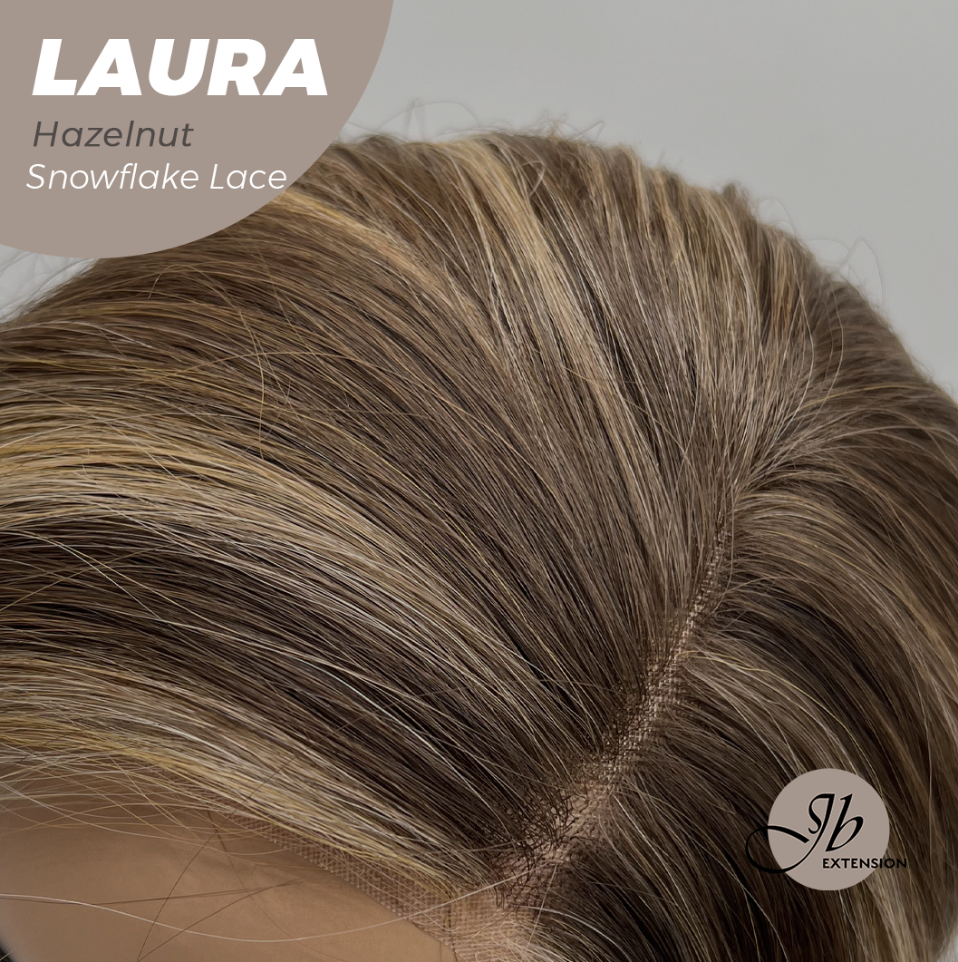 JBEXTENSION 14 Inches Hazelnut Pre-Cut Side Part Snowflake Lace Frontlace Glueless Wig LAURA SNOWFLAKE HAZELNUT【BENDY EAR TABS】- S/M