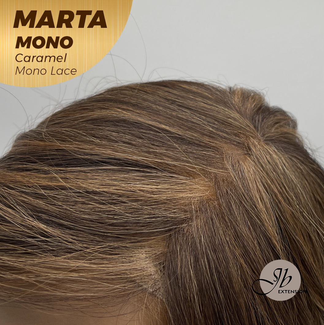 [FINAL SALE] JBEXTENSION MARTA MONO CARAMEL Monofilament Handmade Wig 6X5 Full Monofilament Hand Tied Top Wig 10 Inches Caramel Mono Lace Handmade Futura Fiber Wig With Anti-slip Silicone Strips Glueless Wig MARTA MONO CARAMEL【BENDY EAR TABS】