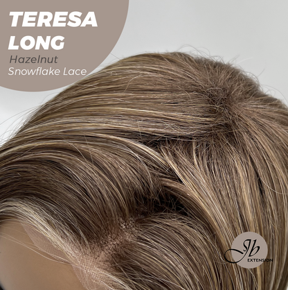 JBEXTENSION 22 Inches Long Hazelnut Pre-Cut Snowflake Lace Frontlace Glueless Wig TERESA LONG HAZELNUT【PERMATEASE】【BENDY EAR TABS】- M/L