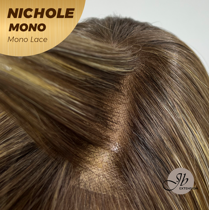 JBEXTENSION NICHOLE MONO Monofilament Handmade Wig 6X5 Full Monofilament Hand Tied Top Wig 23 Inches Hazelnut Mono Lace Wig With Anti-slip Silicone Strips Glueless Wig NICHOLE MONO【BENDY EAR TABS】