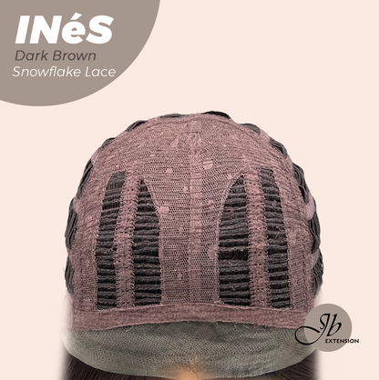 JBEXTENSION 22 Inches Dark Brown Pre-Cut Snowflake Lace Frontlace Glueless Wig INéS DARK BROWN【PERMATEASE】【BENDY EAR TABS】- M/L