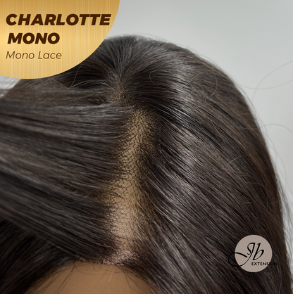 JBEXTENSION CHARLOTTE MONO Partial Monofilament Wig 22 Inches Natural Black Partial Mono Lace Glueless Wig CHARLOTTE MONO【BENDY EAR TABS】