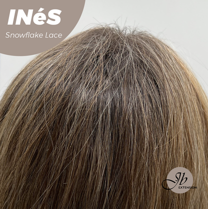 JBEXTENSION 22 Inches Mix Blonde Pre-Cut Snowflake Lace Frontlace Glueless Wig INéS SNOWFLAKE【PERMATEASE】【BENDY EAR TABS】- M/L