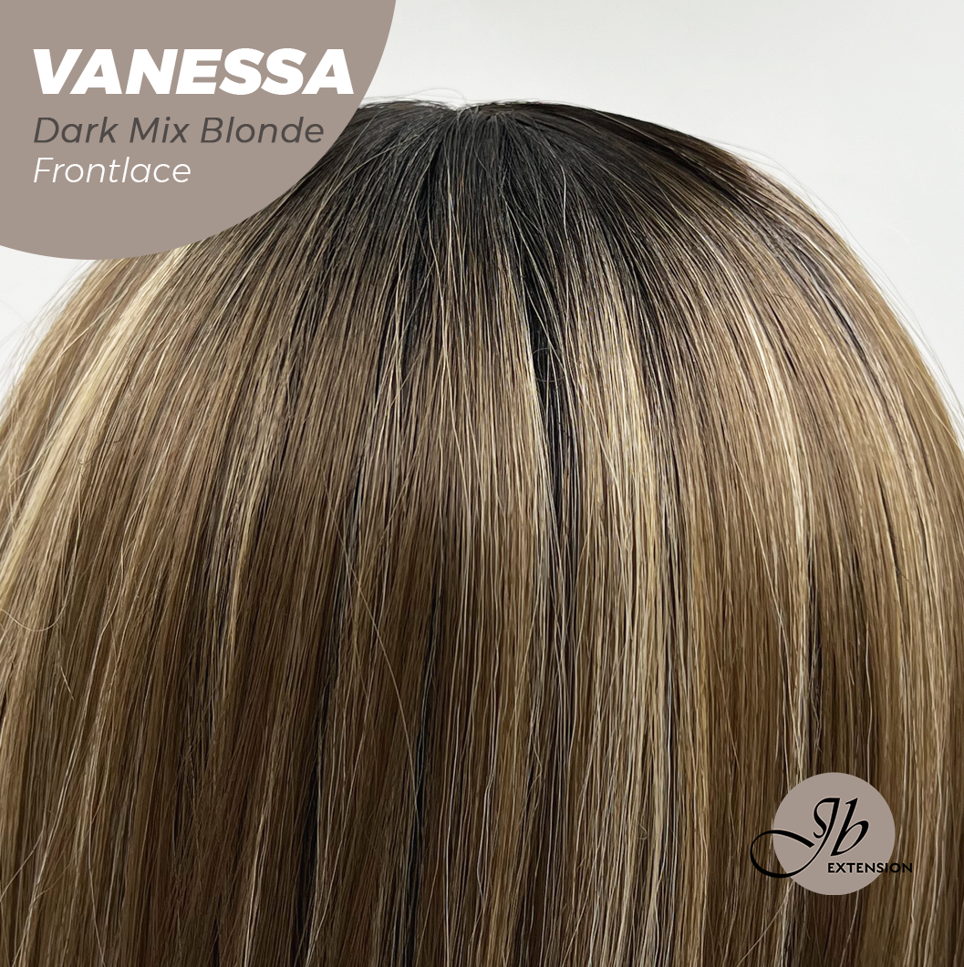 [FINAL SALE] JBEXTENSION 26 Inches Curly Dark Mix Blonde Pre-Cut Frontlace Wig VANESSA DARK MIX BLONDE