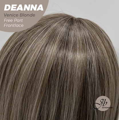 JBEXTENSION 28 Inches Long Venice Blonde Curly Pre-Cut Free Part Frontlace Glueless Wig DEANNA VENICE BLONDE