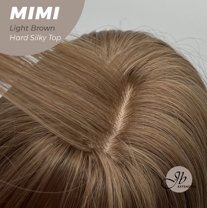 HOT OF SEASON - 16 Inches Scalpiana 3.5X4 Hard Silky Top Natural Scalp Effect Light Brown Body Wave Wig with Bangs Wig MIMI SILK TOP - LIGHT BROWN