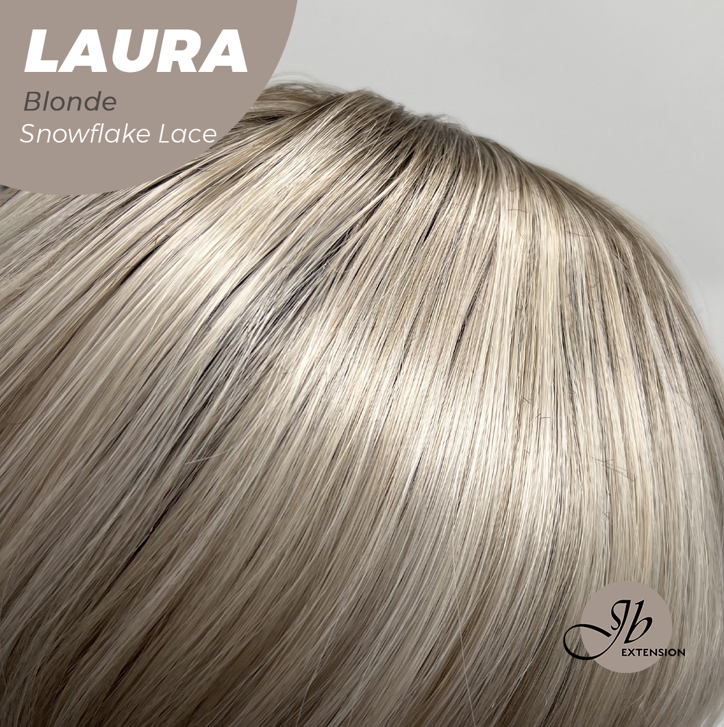 JBEXTENSION 14 Inches Blonde Pre-Cut Side Part Snowflake Lace Frontlace Glueless Wig LAURA SNOWFLAKE【BENDY EAR TABS】- S/M