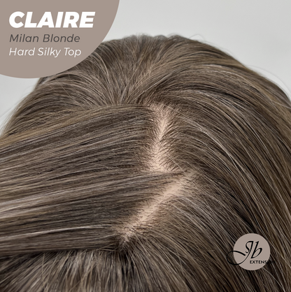 JBEXTENSION 22 Inches Scalpiana Milan Blonde 3.5X4 Hard Silky Top Natural Scalp Effect Women Wig with Bangs CLAIRE SILKY TOP - MILAN BLONDE
