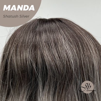 JBEXTENSION 26 Inches Long Shatush Silver Body Wave With Bangs MANDA SHATUSH SILVER