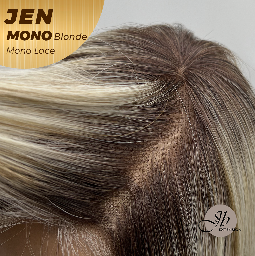 JBEXTENSION JEN MONO Monofilament Handmade Wig 6X5 Full Monofilament Hand Tied Top Wig 18 Inches Blonde Mono Lace Wig With Anti-slip Silicone Strips Glueless Wig JEN MONO BLONDE【BENDY EAR TABS】