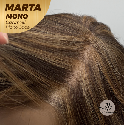 [FINAL SALE] JBEXTENSION MARTA MONO CARAMEL Monofilament Handmade Wig 6X5 Full Monofilament Hand Tied Top Wig 10 Inches Caramel Mono Lace Handmade Futura Fiber Wig With Anti-slip Silicone Strips Glueless Wig MARTA MONO CARAMEL【BENDY EAR TABS】