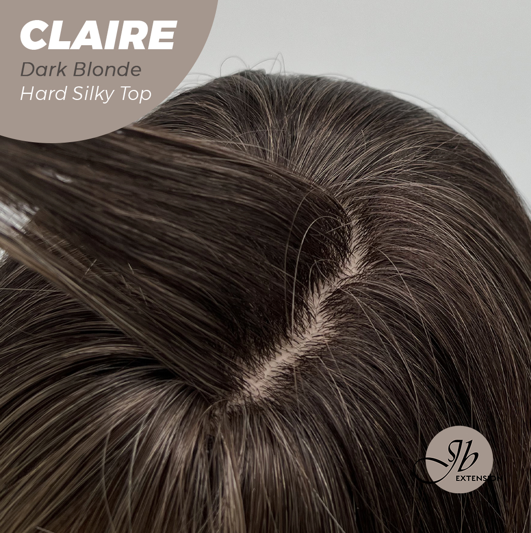 JBEXTENSION 22 Inches Scalpiana Dark Blonde 3.5X4 Hard Silky Top Natural Scalp Effect Women Wig with Bangs CLAIRE SILKY TOP - DARK BLONDE
