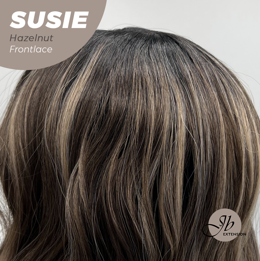 JBEXTENSION 16 Inches Hazelnut Women Pre-Cut Frontlace Glueless Wig SUSIE HAZELNUT
